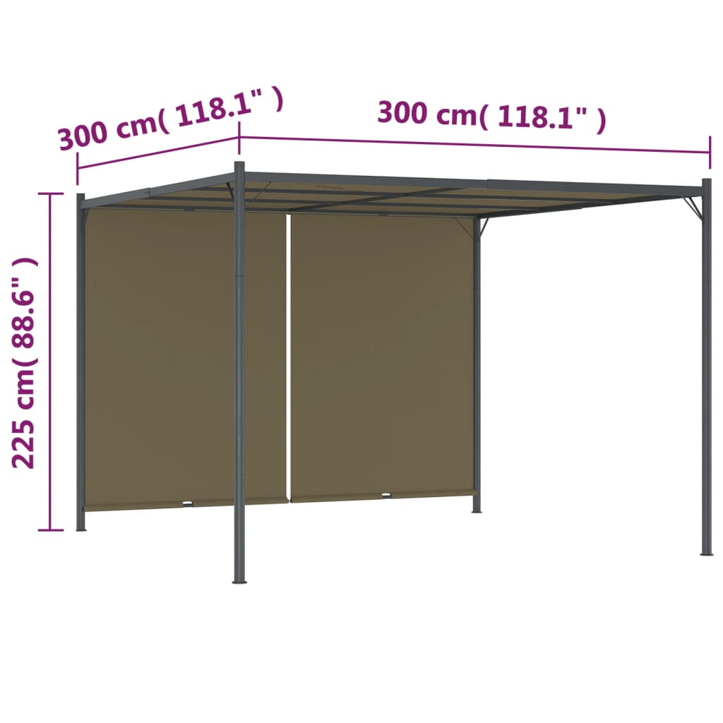 Garden pergola with retractable roof 3x3 m 