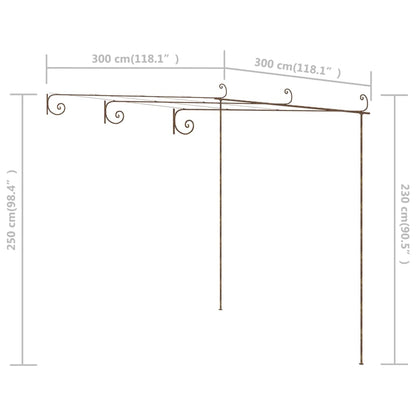 Antique brown garden pergola 3x3x2.5 m iron 