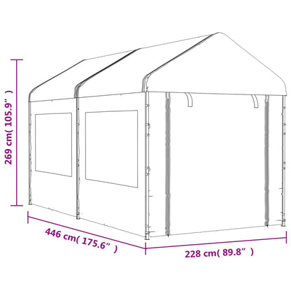 Gazebo tent with white polyethylene roof 