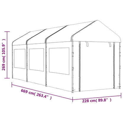 Gazebo tent with white polyethylene roof 