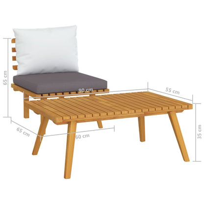 2-piece garden furniture set with cushions made of solid acacia wood