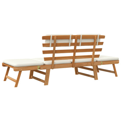 Garden bench with cushions 2 in 1 solid acacia wood 190 cm