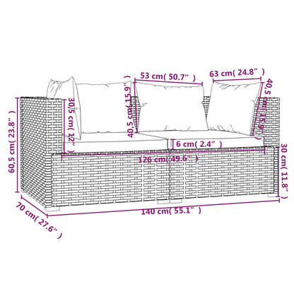 3-piece garden furniture set with cushions, synthetic rattan, grey