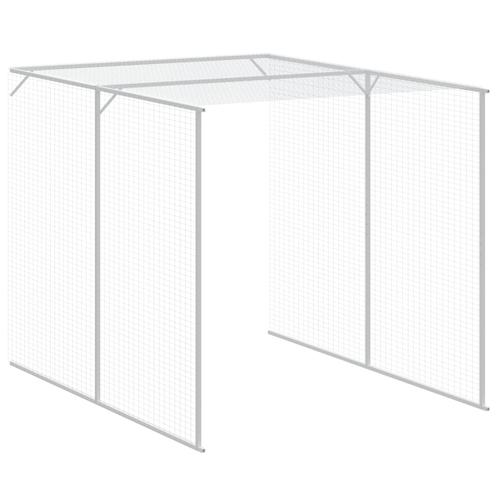 Chicken coop with run, light grey galvanised steel, 165x659x181cm