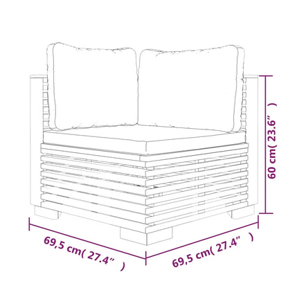 Garden corner sofa with cream cushions, solid teak wood