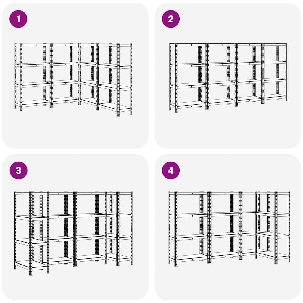 vidaXL Estanterías de 4/5 baldas 4 uds madera contrachapada y acero azul