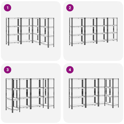 vidaXL Estanterías de 4/5 baldas 4 uds madera contrachapada y acero azul