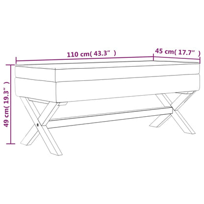 Taburete con almacenaje terciopelo azul 110x45x49 cm