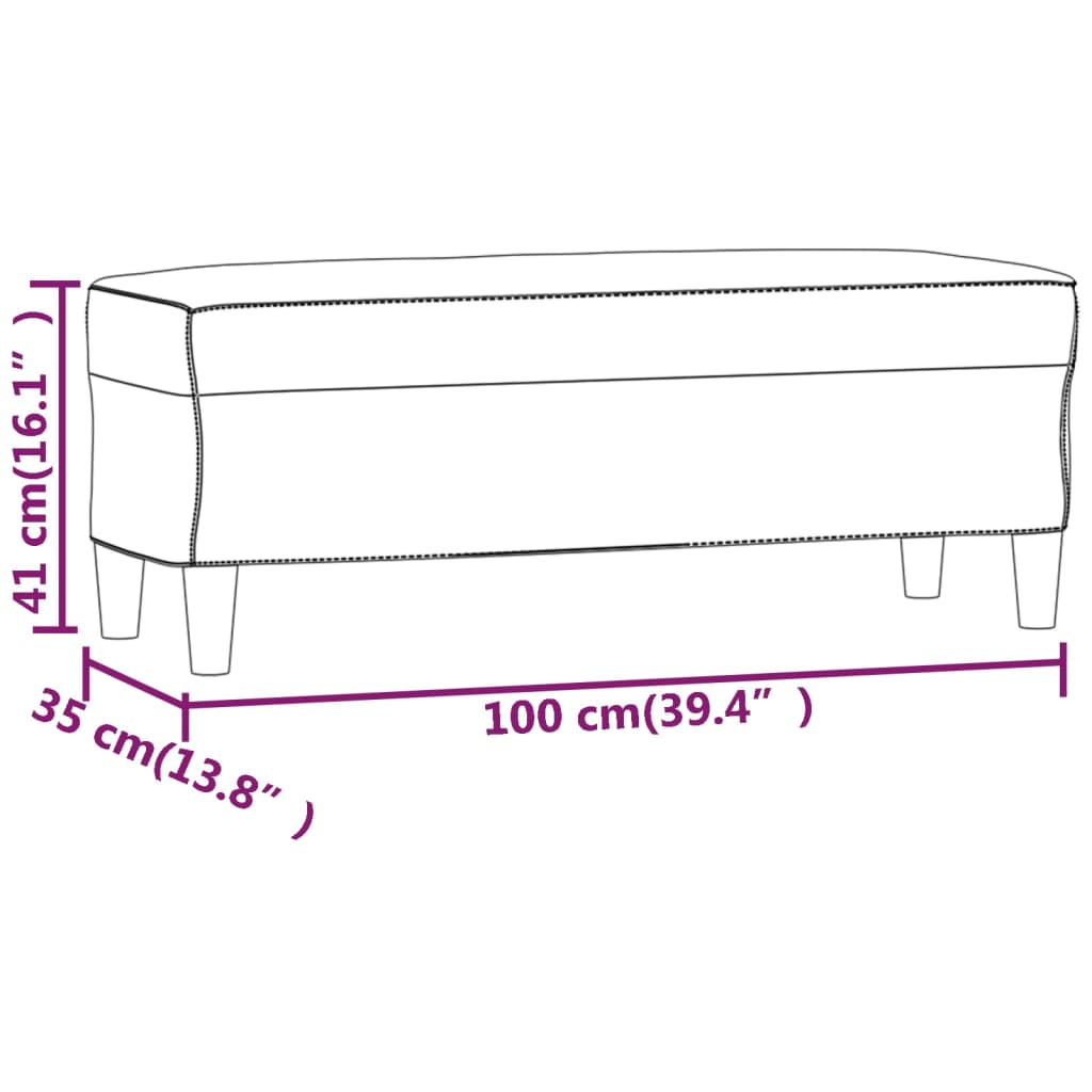 Yellow velvet bench 100x35x41 cm