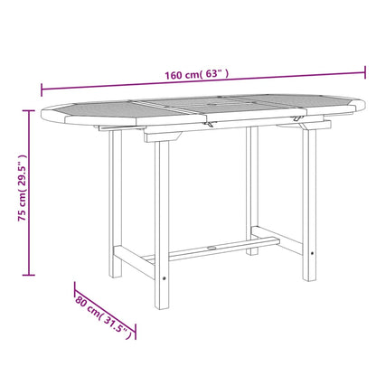 Extendable garden table solid teak wood 110-160x80x75 cm