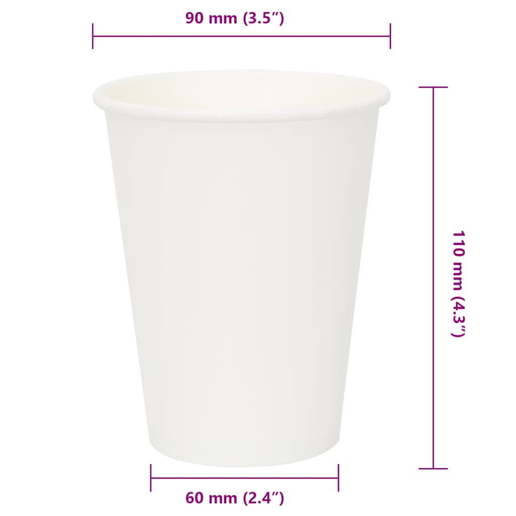 Tazas de café de papel 1000 uds 100-200-300-400ml blanco marrón