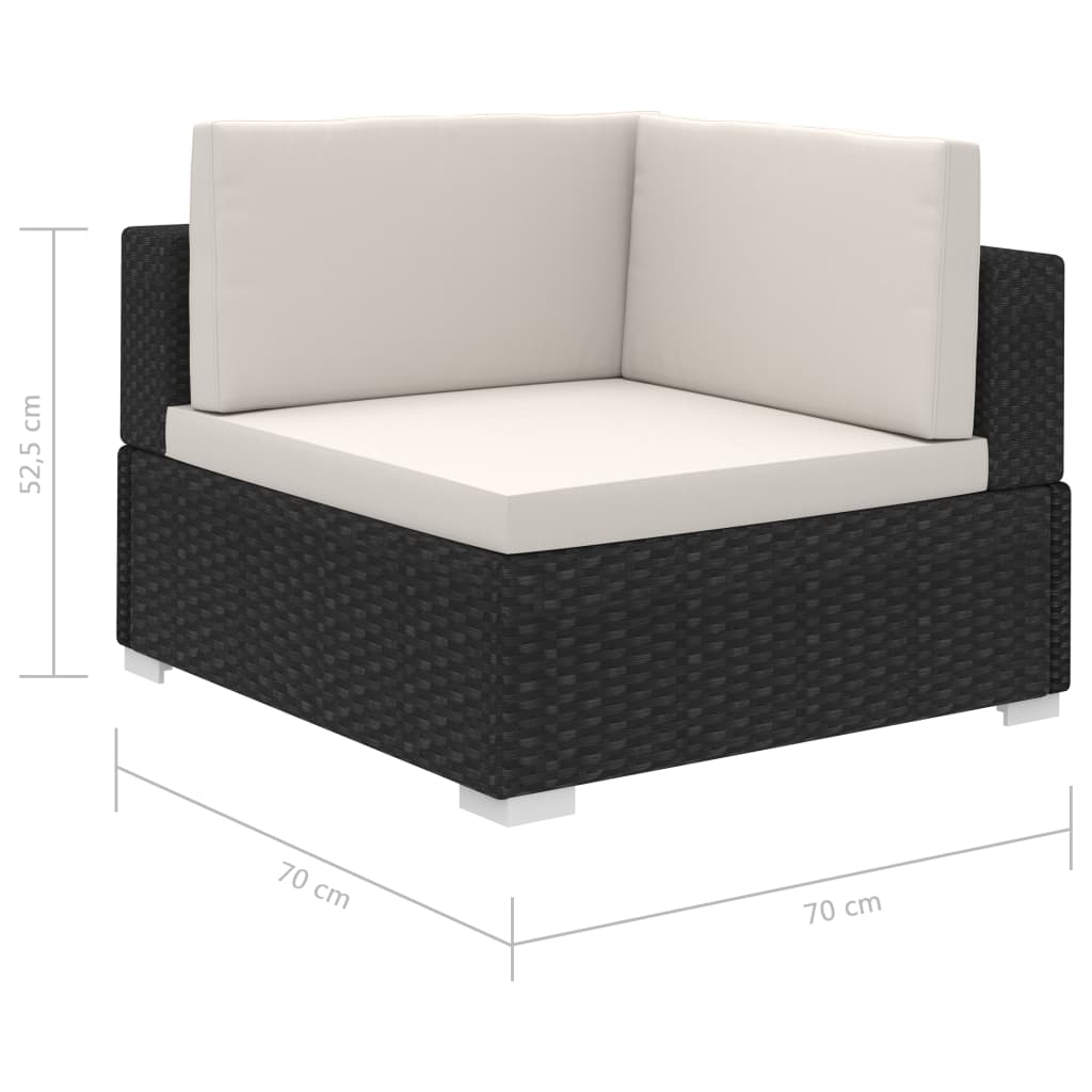 Set muebles de jardín y cojines 12 pzas ratán sintético marrón