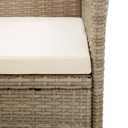 Set comedor de jardín 9 piezas y cojines ratán sintético beige