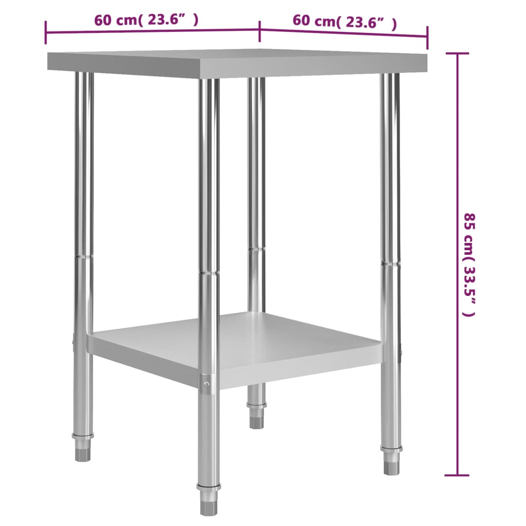 Mesa de trabajo para cocina acero inoxidable varias medidas