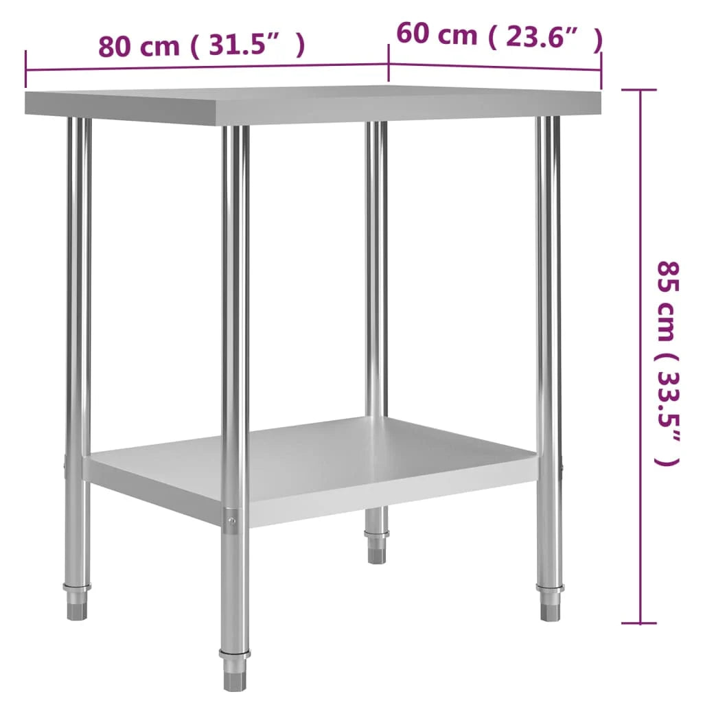 Mesa de trabajo para cocina acero inoxidable varias medidas