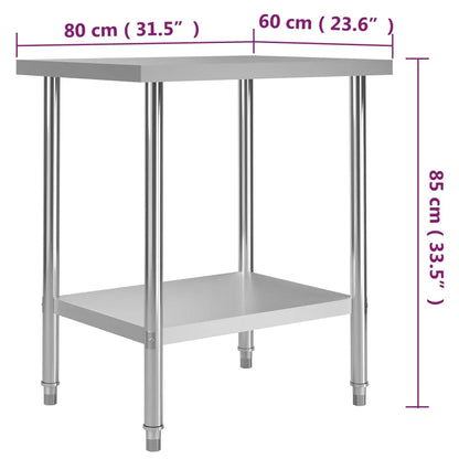 Mesa de trabajo para cocina acero inoxidable varias medidas