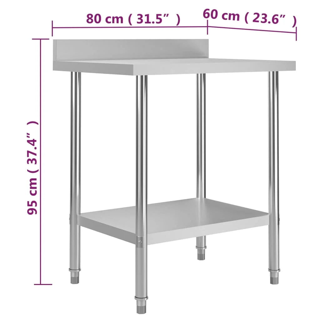 Mesa de trabajo para cocina acero inoxidable varias medidas