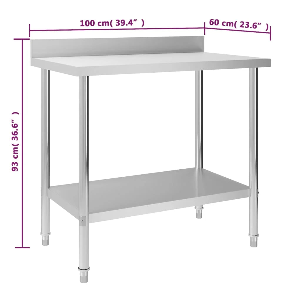 Mesa de trabajo para cocina acero inoxidable varias medidas