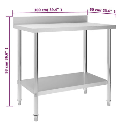 Mesa de trabajo para cocina acero inoxidable varias medidas