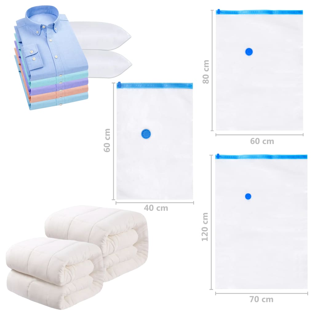 Vacuum storage bags for clothes and travel 2 sizes 10 pcs 