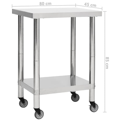 Mesa de trabajo para cocina con ruedas acero inox varias medidas