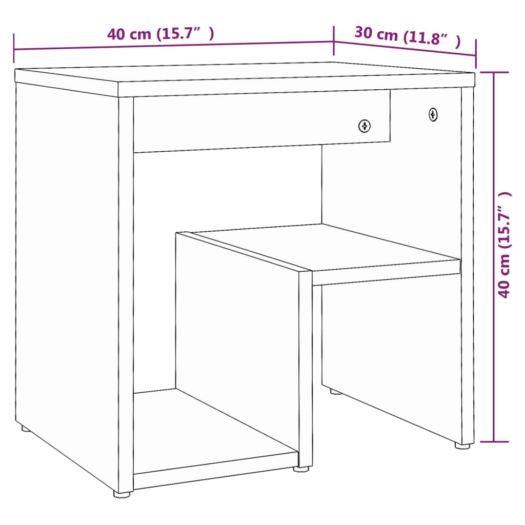 Plywood bedside table 40x30x40 cm various finishes 