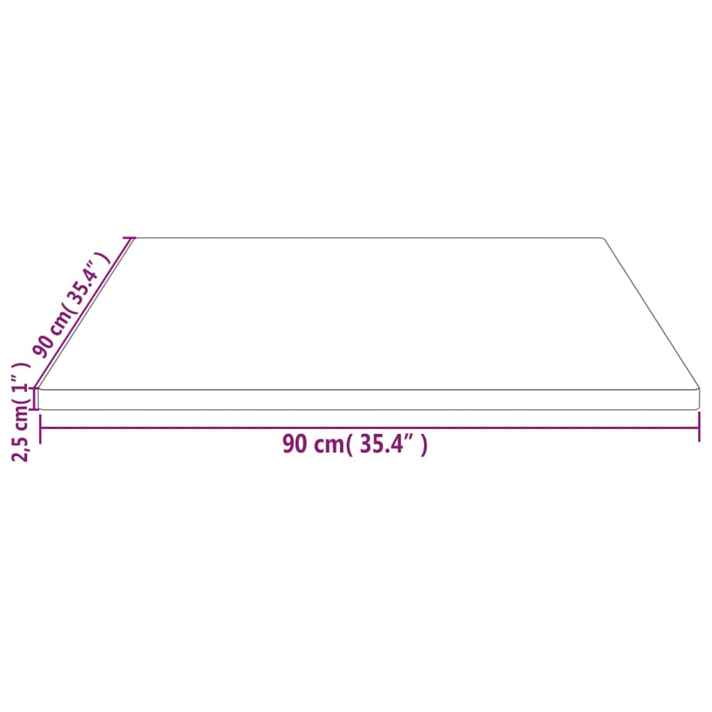 Tablero de mesa cuadrado madera maciza de pino 90x90x2,5 cm