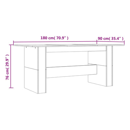 White engineered wood dining table 180x90x76 cm