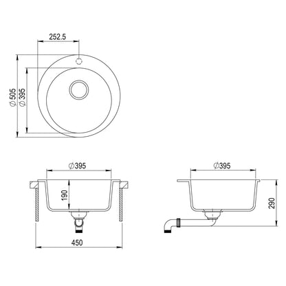 Granite kitchen sink with a round bowl 