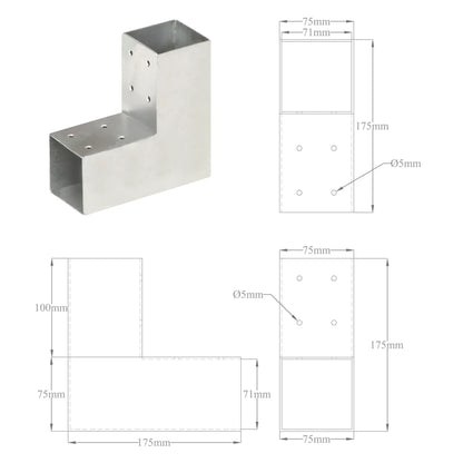 4 Conectores uniones de postes en forma de L/T/Y/X metal galvanizado