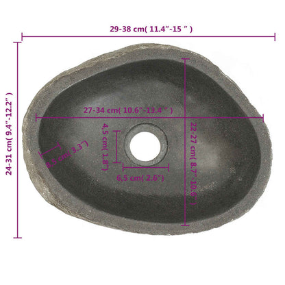 vidaXL Lavabo de piedra de río ovalado