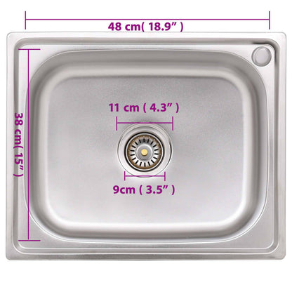 Single bowl stainless steel camping sink 