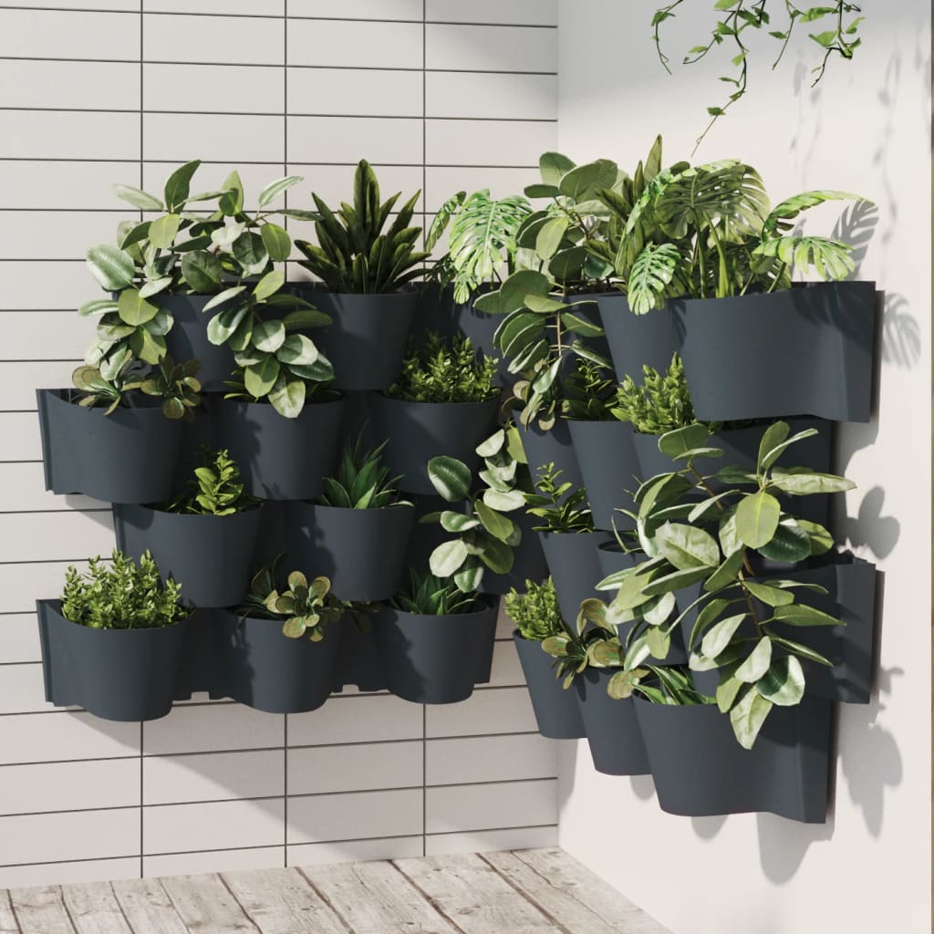 Set de plantas jardín vertical 12 uds polipropileno antracita