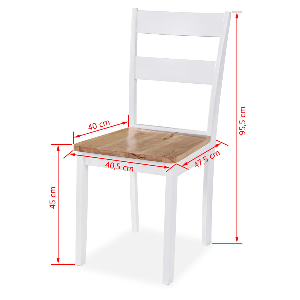 5-piece MDF and rubberwood dining set white