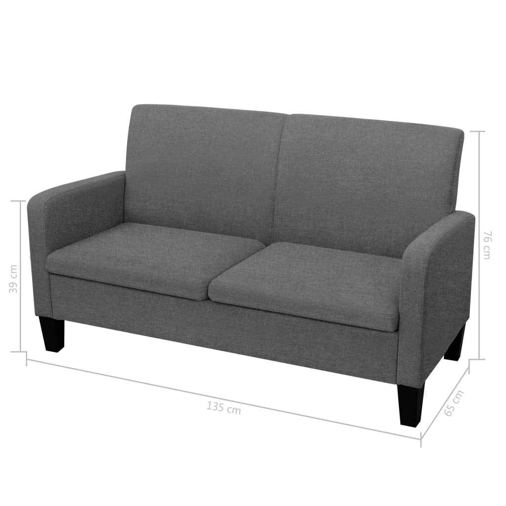 2-piece sofa set dark grey fabric