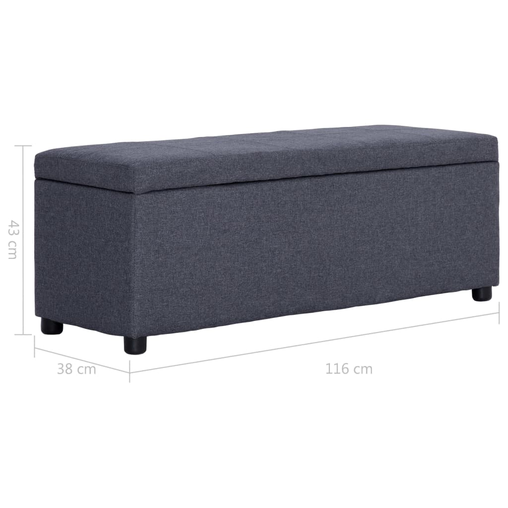 Bench with storage space 116 cm dark grey polyester