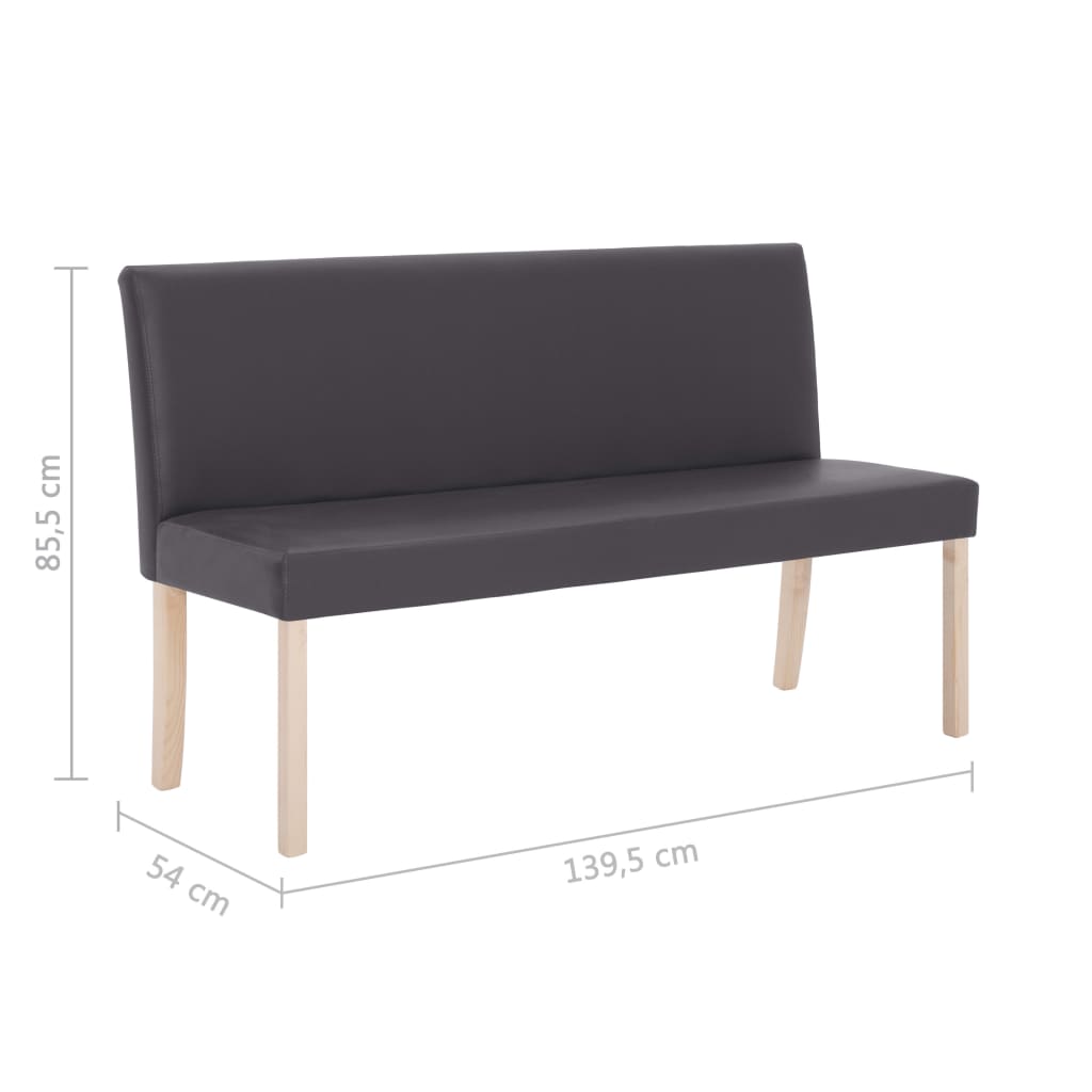 Faux leather bench 139.5 cm grey