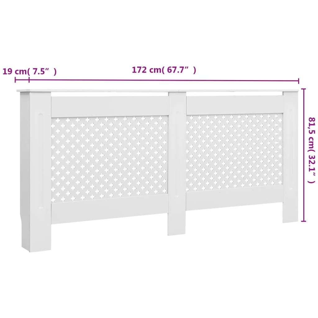 Radiator covers 2 units white MDF 172x19x81.5 cm