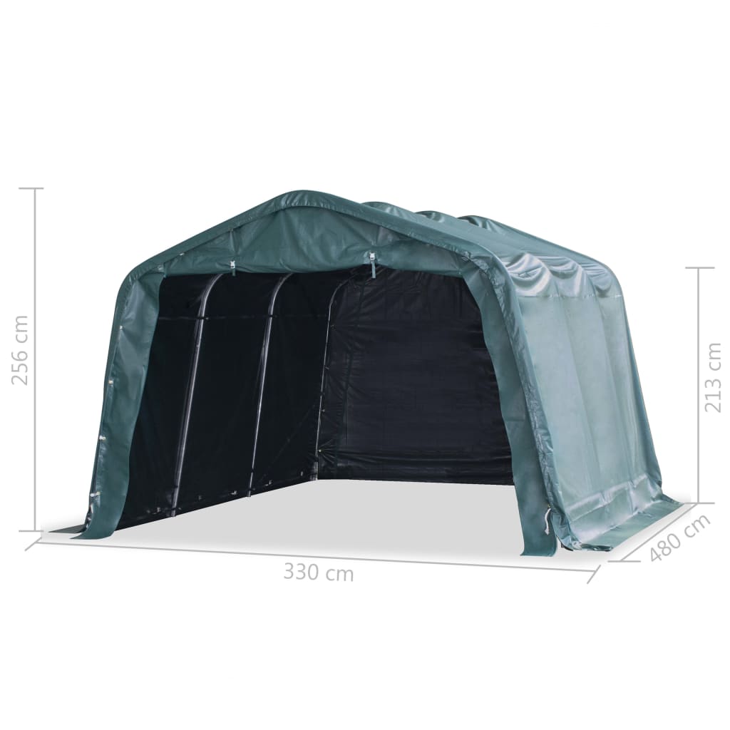 Detachable livestock tent PVC dark green 550g/m² 3.3x16 m