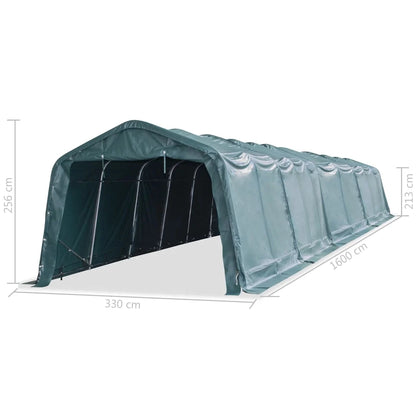 Detachable livestock tent PVC dark green 550g/m² 3.3x16 m