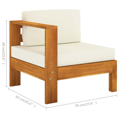 Muebles de jardín 6 pzas cojines blanco crema madera de acacia