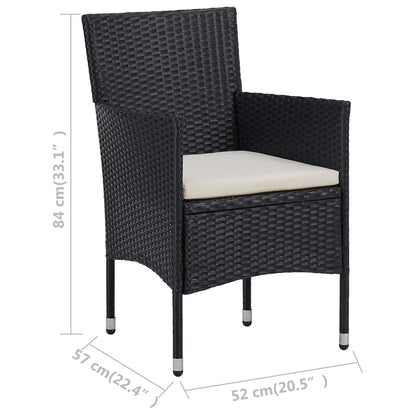 11 Piece Garden Dining Set Black Poly Rattan