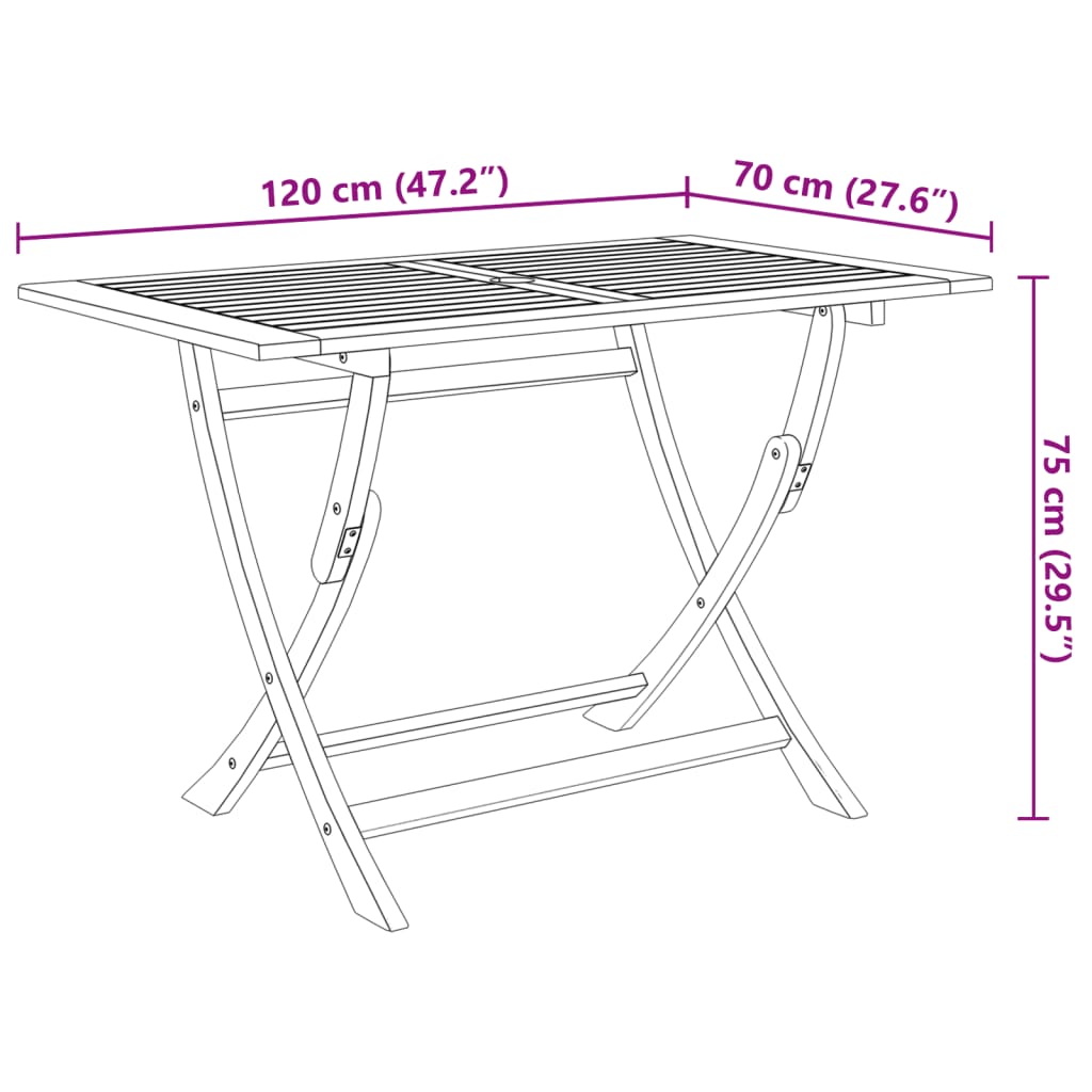 Set comedor de jardín plegable 7 piezas madera maciza de acacia