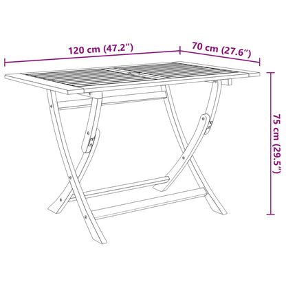 Set comedor de jardín plegable 7 piezas madera maciza de acacia