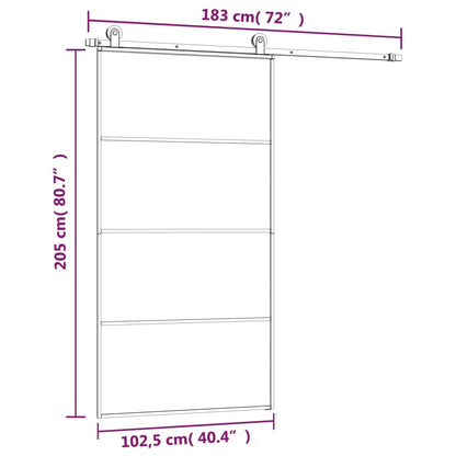 Sliding door set hardware glass ESG aluminum 102.5x205 cm 