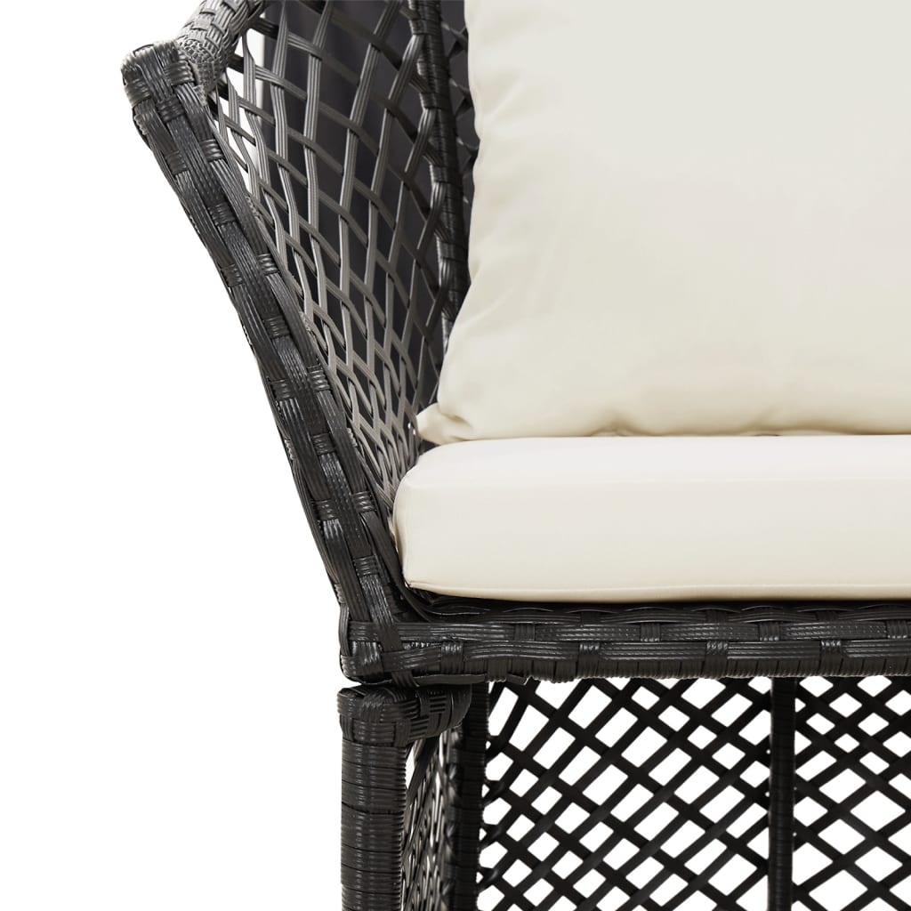 2-piece garden furniture set with cushions, black synthetic rattan