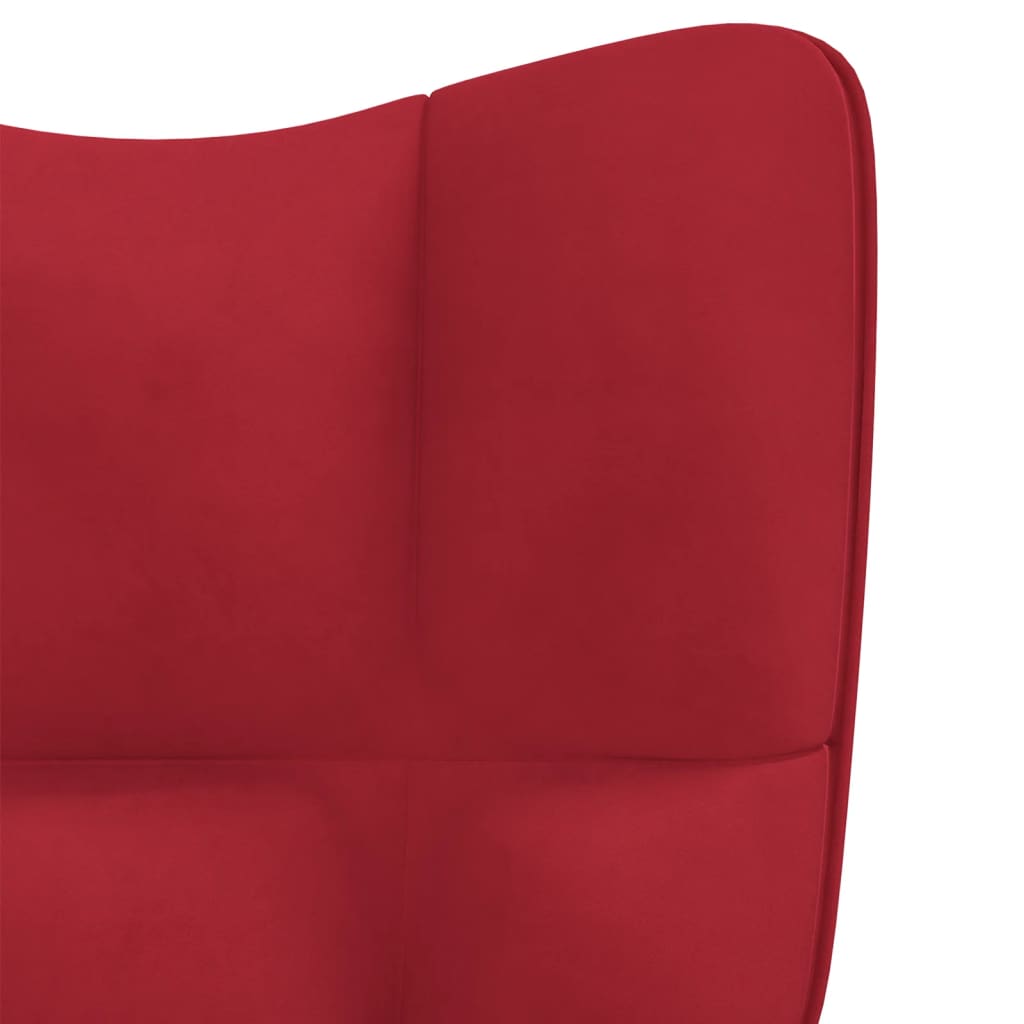 Silla de relajación con reposapiés terciopelo rojo tinto