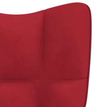 Silla de relajación con reposapiés terciopelo rojo tinto