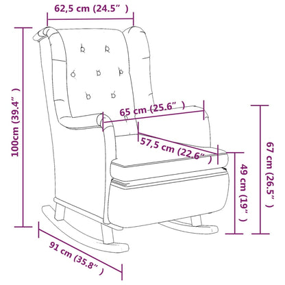 Sillón con patas mecedoras madera de caucho tela gris oscuro