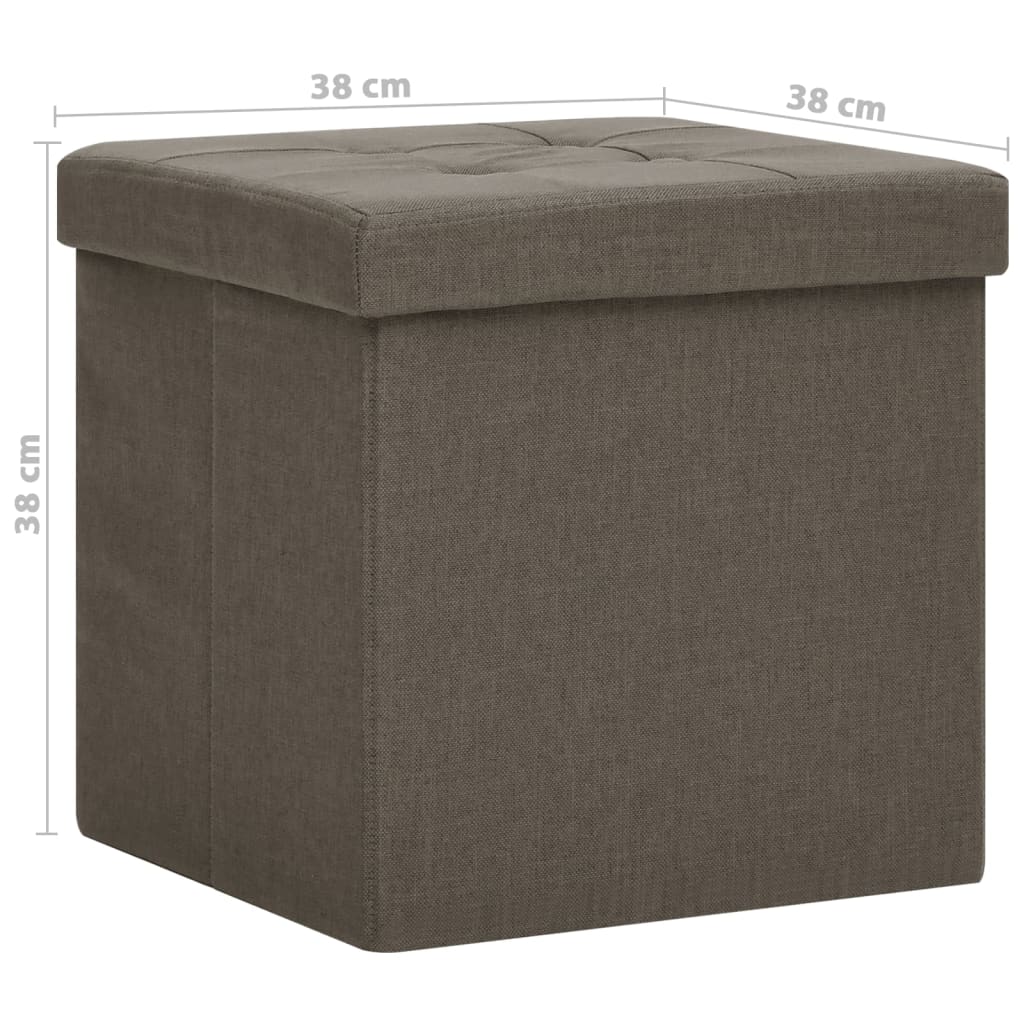 Folding storage stool in brown synthetic linen